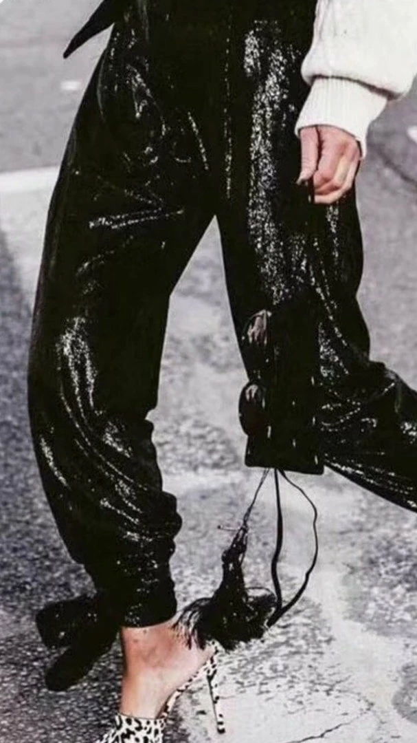 Jessica Bara Liona Sequin High Waist Joggers