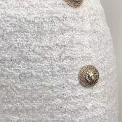 Jessica Bara Lila Tweed Gold Button Mini Skirt