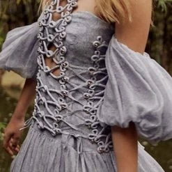 Jessica Bara Bona Puff Sleeve Halter Mini Dress Summer Lovin'