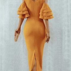 Jessica Bara Cristie Open Shoulder Bodycon Midi Dress Dresses