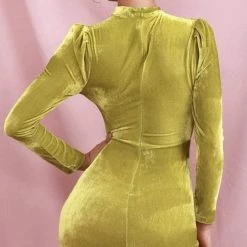 Jessica Bara Briar Velvet High Neck Ruched Bodycon Dress Influencer Style