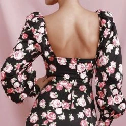 Jessica Bara Wilder Puff Sleeve Floral Mini Dress Influencer Style