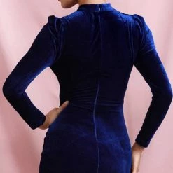 Influencer Style Jessica Bara Briar Velvet High Neck Ruched Bodycon Dress