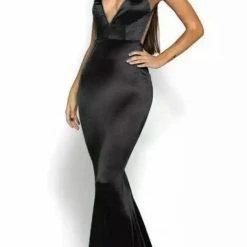 Jessica Bara Norah V Neck Bodycon Open Back Gown