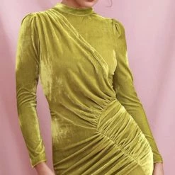 Influencer Style Jessica Bara Briar Velvet High Neck Ruched Bodycon Dress