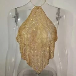 Jessica Bara Ken Diamond Crystal Chainmail Top