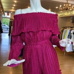 Endless Rose Samantha Off The Shoulder Raspberry Romper