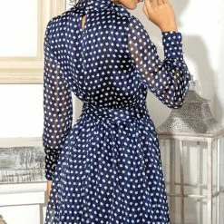 Jessica Bara Palmer Long Sleeve Polka Dot Belted Mini Dress Summer Lovin'