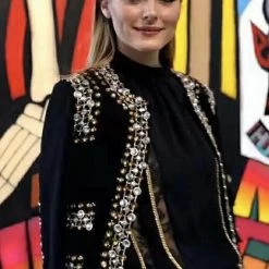 Jessica Bara Roscoe Long Sleeve Beaded Crystal Jacket Birthday Suit