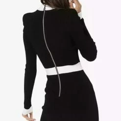 Jessica Bara Lorelle Silver Buttton High Neck Mini Dress