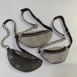 Jessica Bara Sariah Rhinestone Leather Fanny Pack Birthday Suit