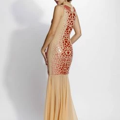 Baccio Couture The Event Shop Baccio Wings Mesh Painted Long Dress