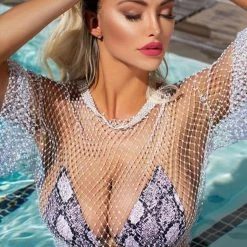 Best Sellers Jessica Bara Destiny Fishnet Long Sleeve Dress