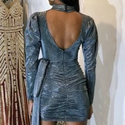 Jessica Bara Jenny Mock Neck Puff Sleeve Party Dress Best Sellers