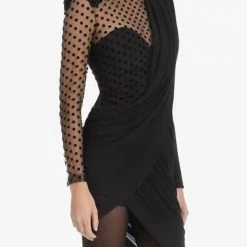 Jessica Bara Mabel Asymmetrical Polka Dot Mini Dress