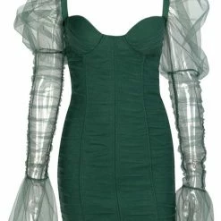 Jessica Bara Royce Puff Sleeve Ruched Mini Dress