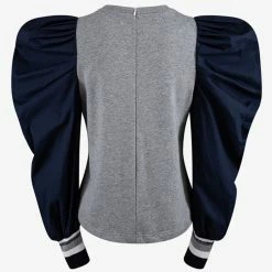 Jessica Bara Sharon Puff Shoulder Varsity Sweatshirt Top Tops