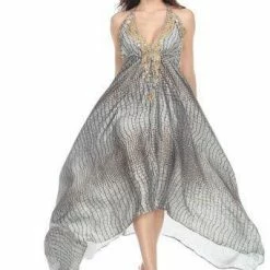 Kareena Thailand Halter Neck Embellished Maxi Dress