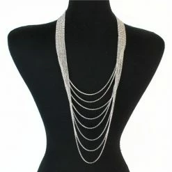 The Event Shop Jessica Bara Meghan Rhinestone 8 Line Back Drop Necklace