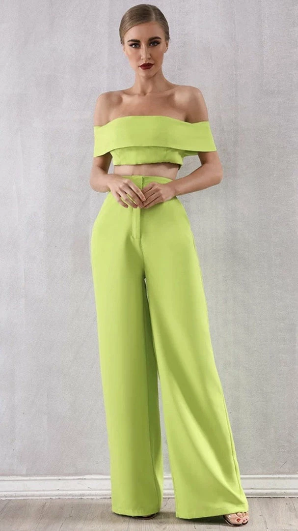 Jessica Bara Paola Crop Top And Pant Two Piece Set