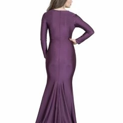 Atria Long Sleeve V Neck Bodycon Gown The Event Shop