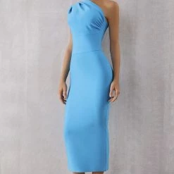 Jessica Bara Tracey One Shoulder Bandage Midi Dress Birthday Suit