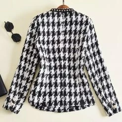 Reve Doll Essentials Jessica Bara Tweety Houndstooth Studded Blazer
