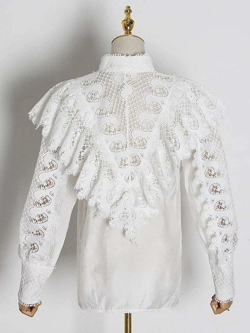 Jessica Bara Yvonne Long Sleeve Lace Blouse