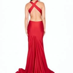 Atria V Neck Cut Out Backless Gown The Event Shop
