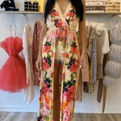 Influencer Style Shahida Parides V Neck Floral Maxi Romper