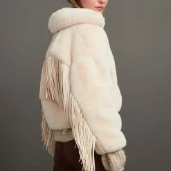 Reve Doll Essentials Jessica Bara Lexie Fringe Faux Fur Jacket