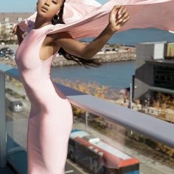 Jessica Bara Zowie Split Sleeves Midi Dress