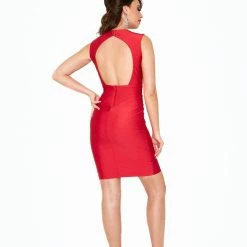 Atria V Neck Backless Bodycon Mini Dress Birthday Suit