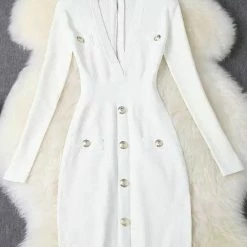 Jessica Bara Caroline Long Sleeve Bandage Dress