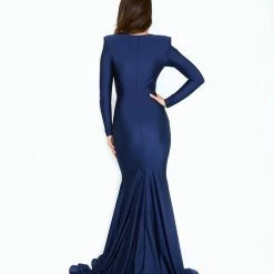 Atria V Neck Long Sleeve Bodycon Gown The Event Shop
