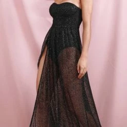 Best Sellers Jessica Bara Freya Strapless Glitter Slit Gown