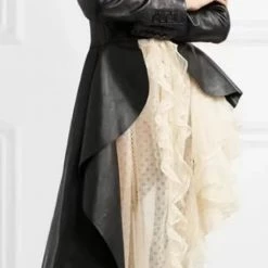 Influencer Style Jessica Bara Alannah Asymmetrical Belted Faux Leather Jacket