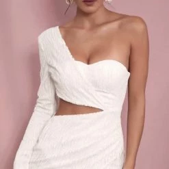 Jessica Bara Anabelle Long Sleeve Glitter Mini Dress Influencer Style