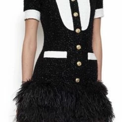 Jessica Bara Nicki Tweed Feather Dress