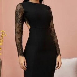 Jessica Bara Mae Lace Open Back Midi Dress