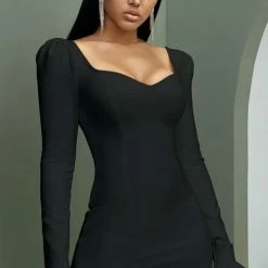 Jessica Bara Amora Long Flare Sleeve Mini Dress