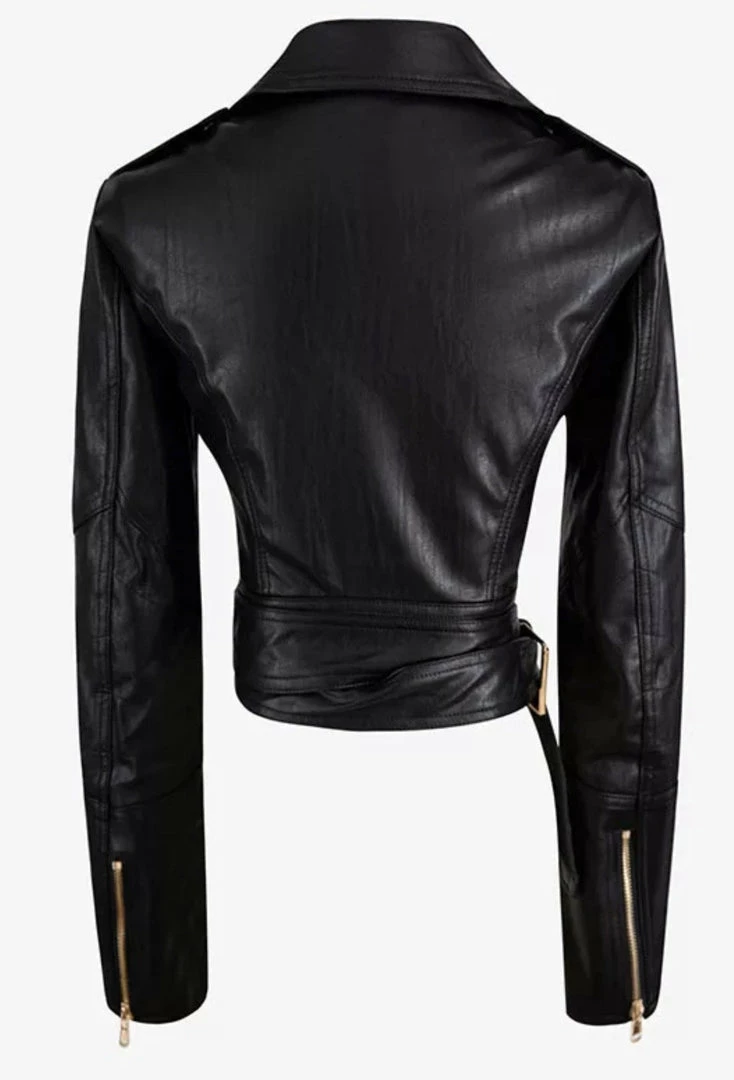 Outerwear Jessica Bara Oaklynn Cropped Faux Leather Jacket
