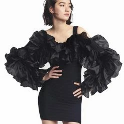 Birthday Suit Jessica Bara Vella Off The Shoulder Ruffle Sleeve Dress
