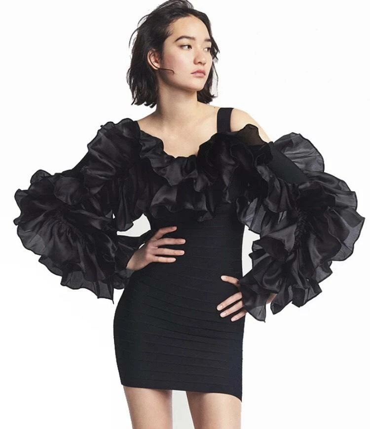 Birthday Suit Jessica Bara Vella Off The Shoulder Ruffle Sleeve Dress