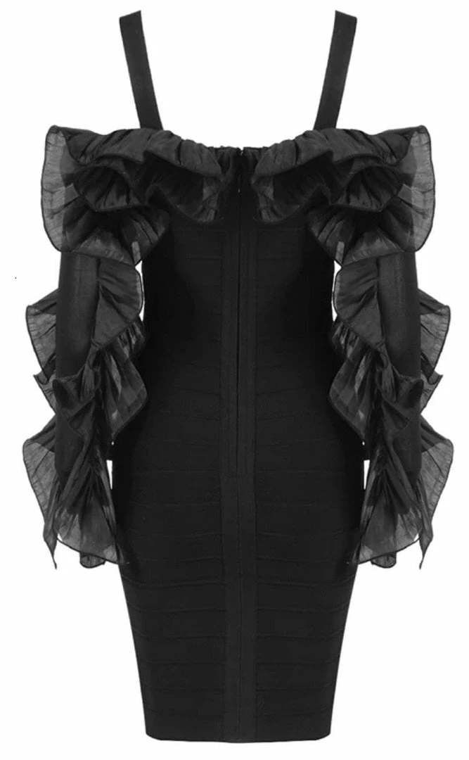 Birthday Suit Jessica Bara Vella Off The Shoulder Ruffle Sleeve Dress