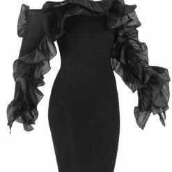 Birthday Suit Jessica Bara Vella Off The Shoulder Ruffle Sleeve Dress