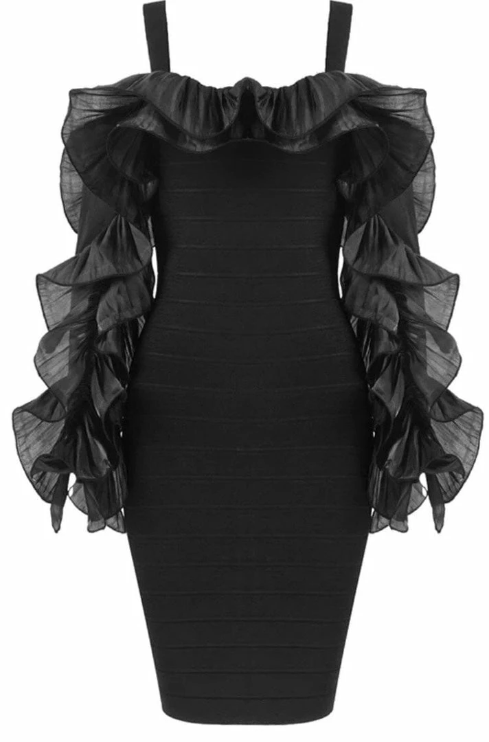 Birthday Suit Jessica Bara Vella Off The Shoulder Ruffle Sleeve Dress