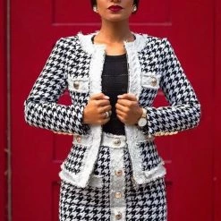 Influencer Style Jessica Bara Louise Tweed Houndstooth Two Piece Set