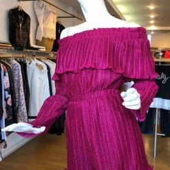 Endless Rose Samantha Off The Shoulder Raspberry Romper