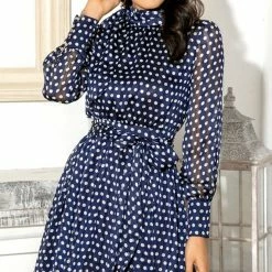 Jessica Bara Palmer Long Sleeve Polka Dot Belted Mini Dress Summer Lovin'